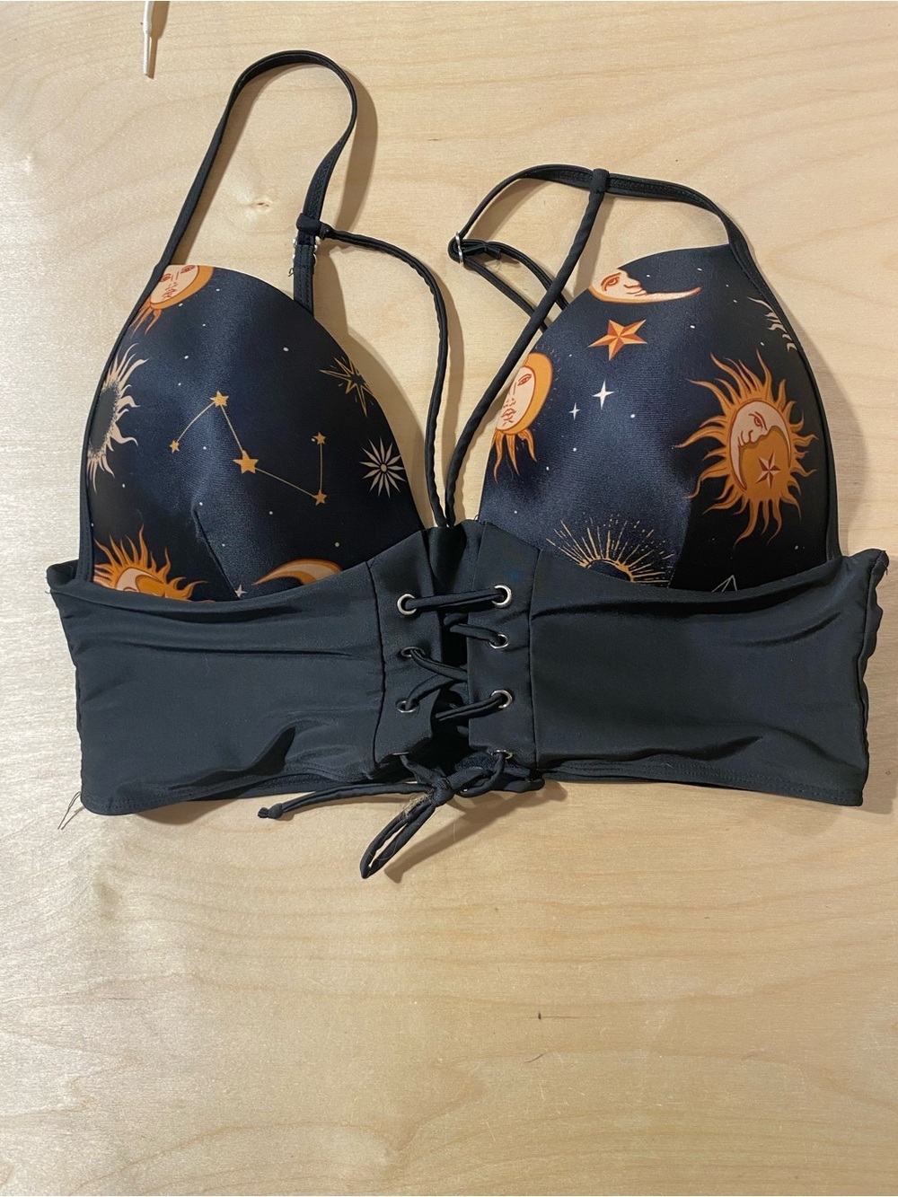 Dressfo Black Sun & Moon Lace-Up Bikini Top XXL (RG)